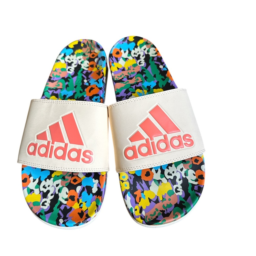 Rio Slide Sandals Adidas Collab Multicolor Abstract Print Womens Size 9